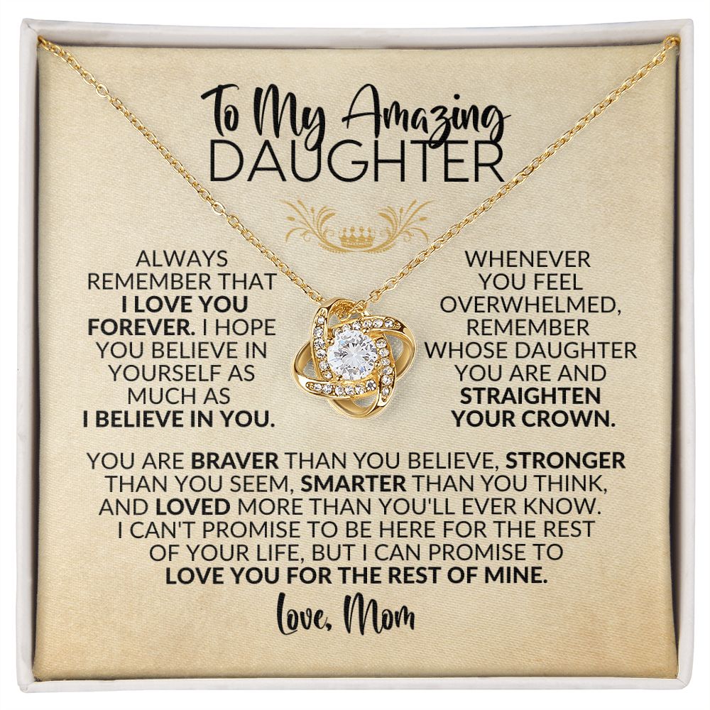 To My Daughter | Gift from Mom I Love You Forever | Love Knot Necklace