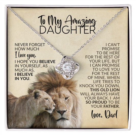 To My Daughter | Gift from Dad | I Believe in You | Love Knot Necklace