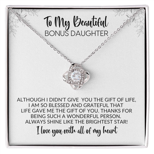 To My Bonus Daughter | Blessed and Grateful | Love Knot Necklace
