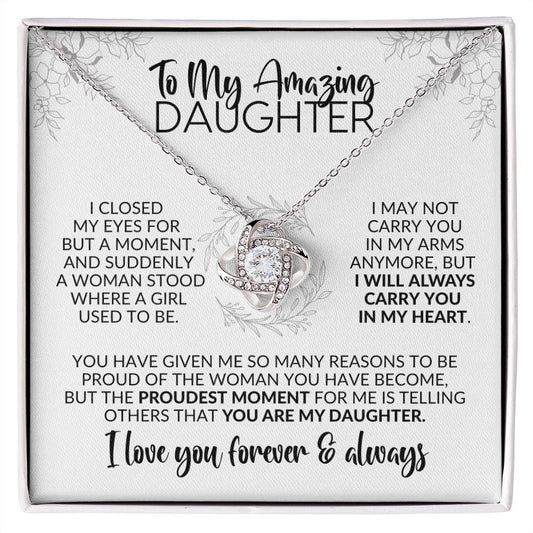 To My Daughter | Closed My Eyes for a Moment | Love Knot Necklace