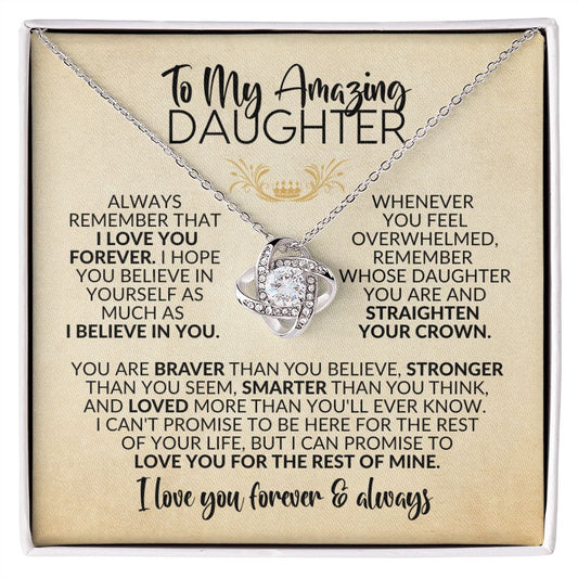 To My Daughter | Gift from Mom/Dad | Love You Forever | Love Knot Necklace