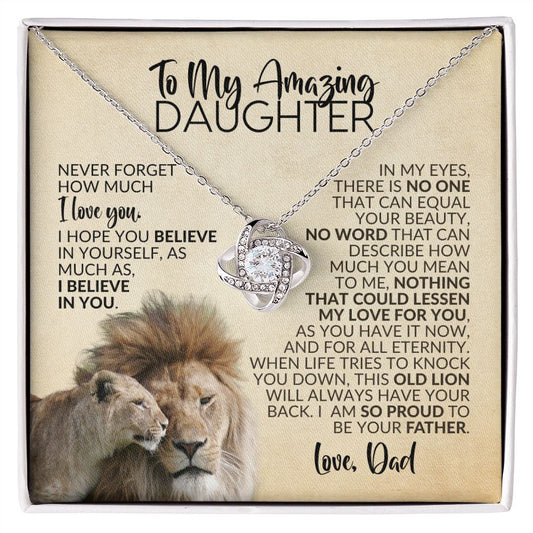 To My Daughter | Gift from Dad | Nothing Could Lessen My Love for You | Love Knot Necklace