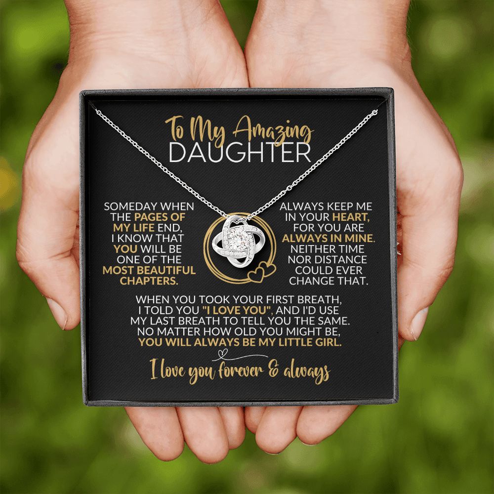 To My Daughter | Always Be My Little Girl | Love Knot Necklace