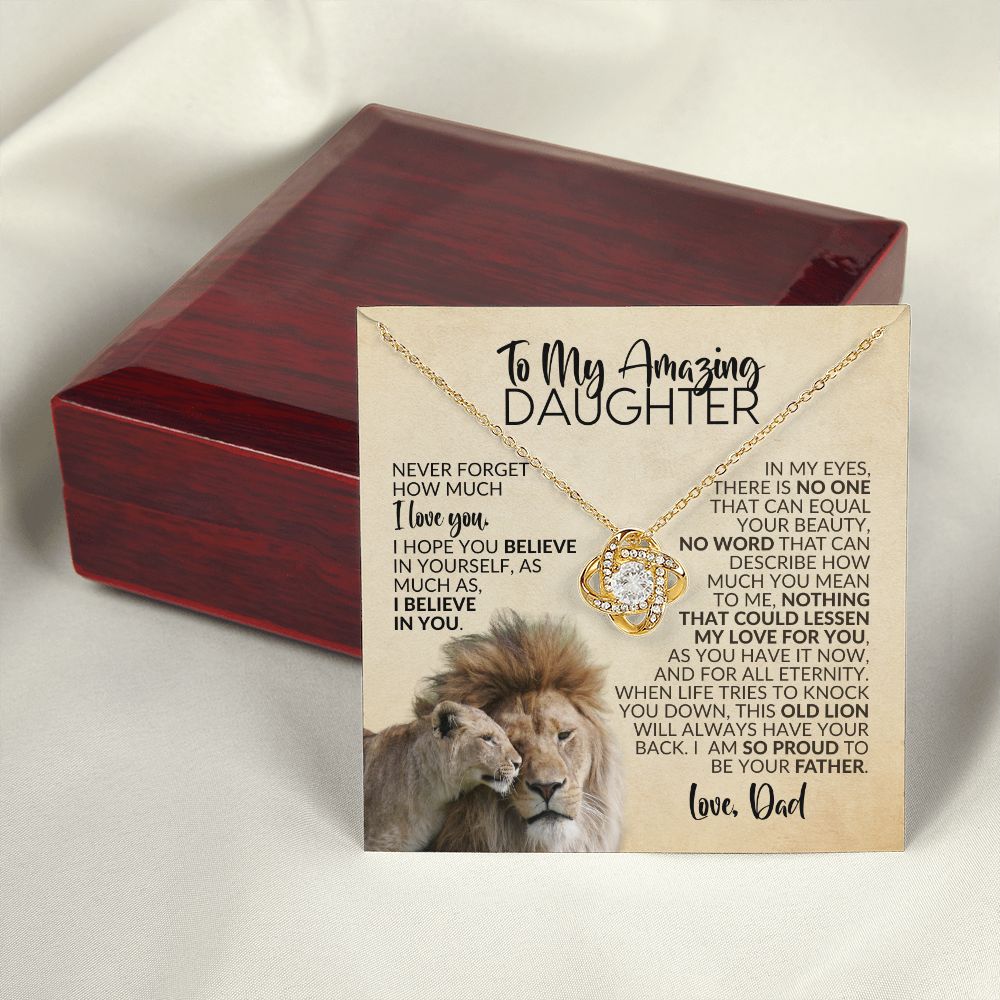 To My Daughter | Gift from Dad | Nothing Could Lessen My Love for You | Love Knot Necklace