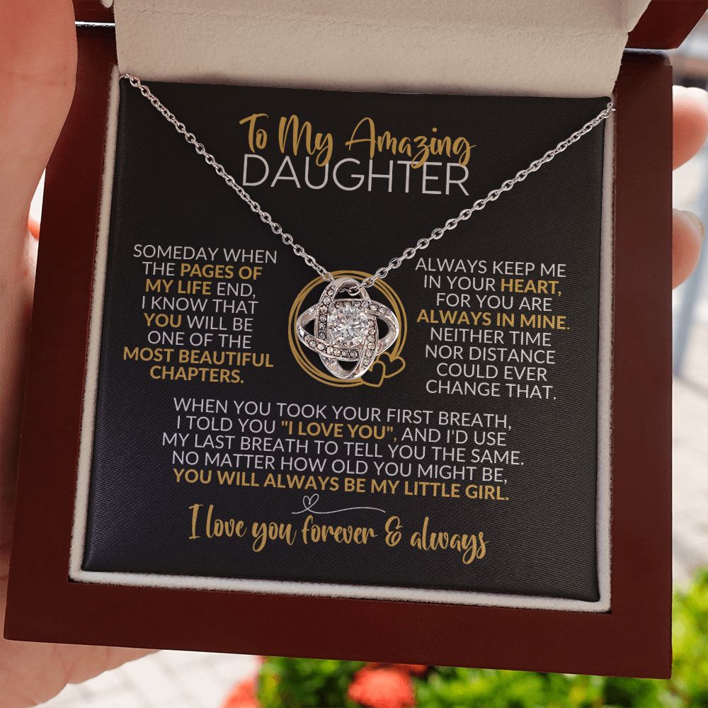 To My Daughter | Always Be My Little Girl | Love Knot Necklace