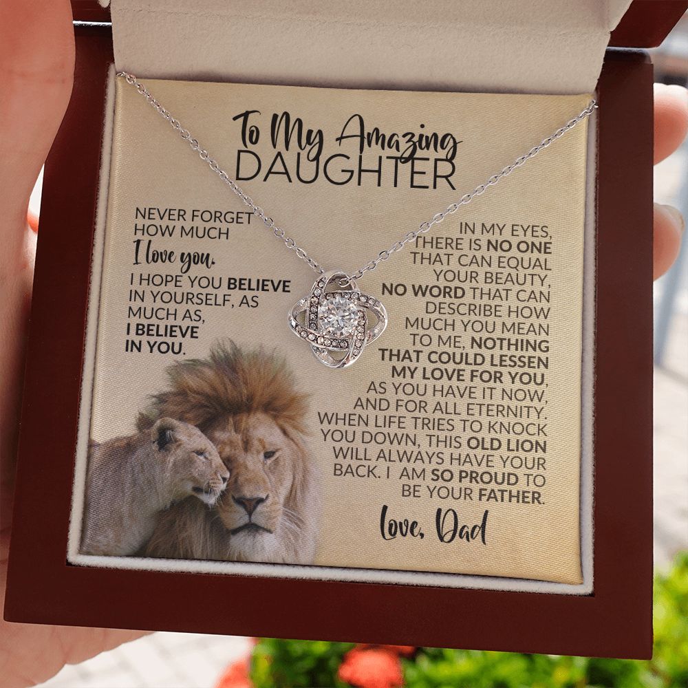 To My Daughter | Gift from Dad | Nothing Could Lessen My Love for You | Love Knot Necklace