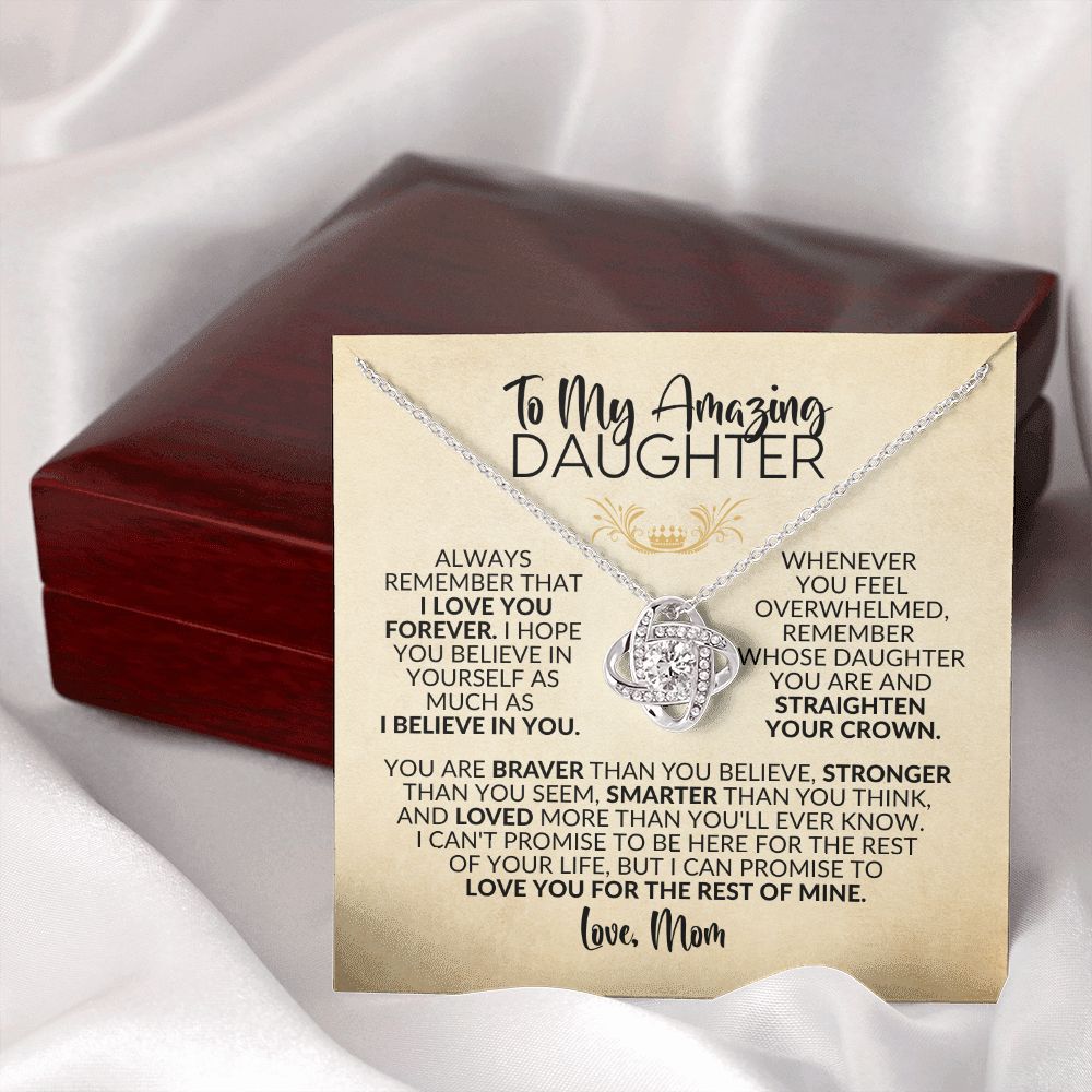 To My Daughter | Gift from Mom I Love You Forever | Love Knot Necklace