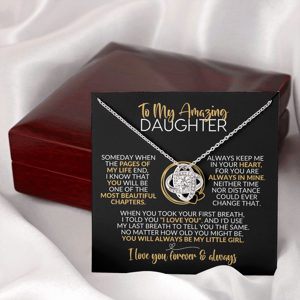 To My Daughter | Always Be My Little Girl | Love Knot Necklace