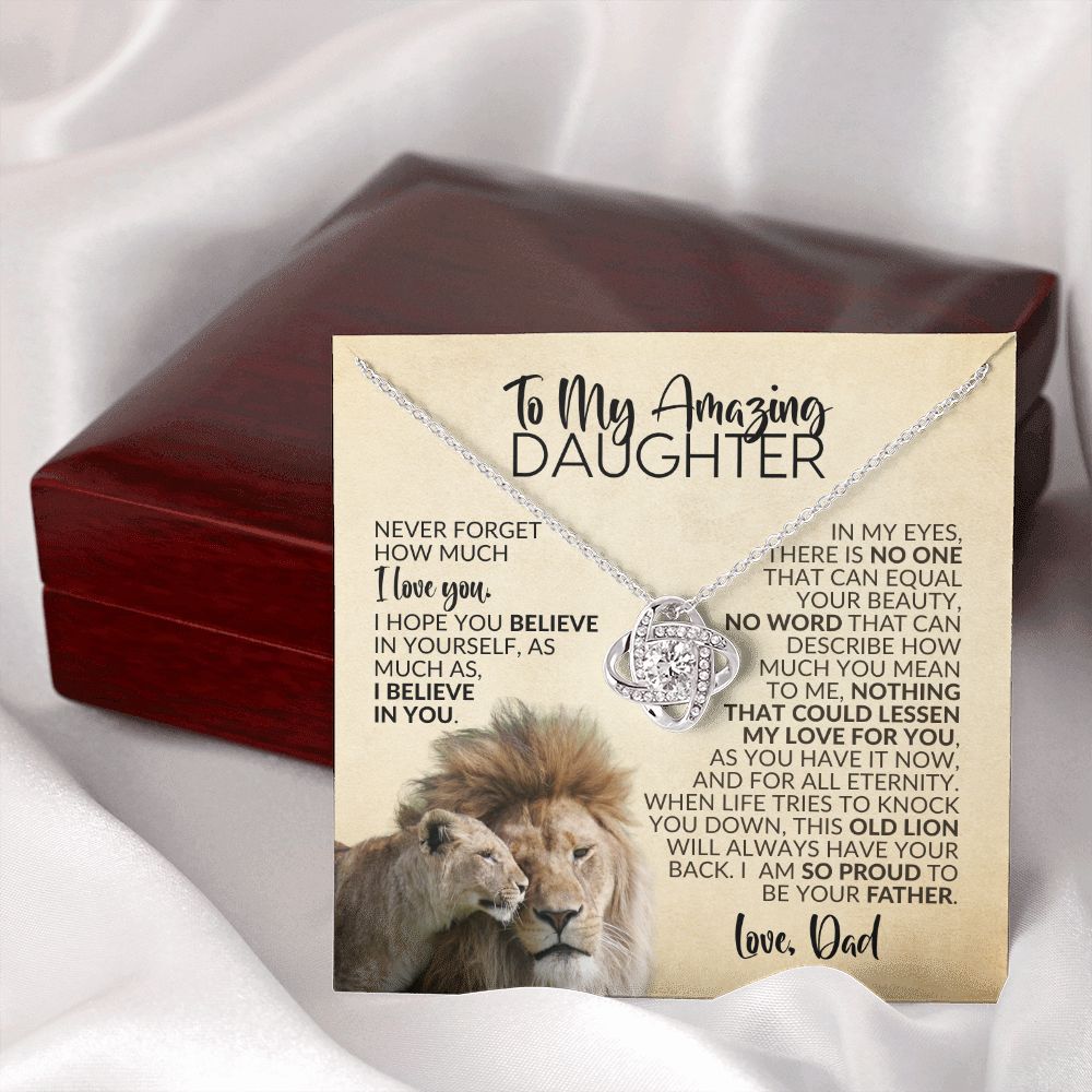 To My Daughter | Gift from Dad | Nothing Could Lessen My Love for You | Love Knot Necklace