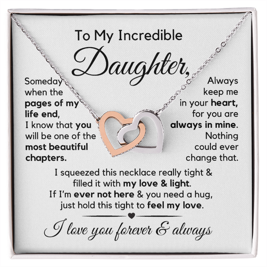 To My Daughter | Most Beautiful Chapter | Interlocking Hearts Necklace