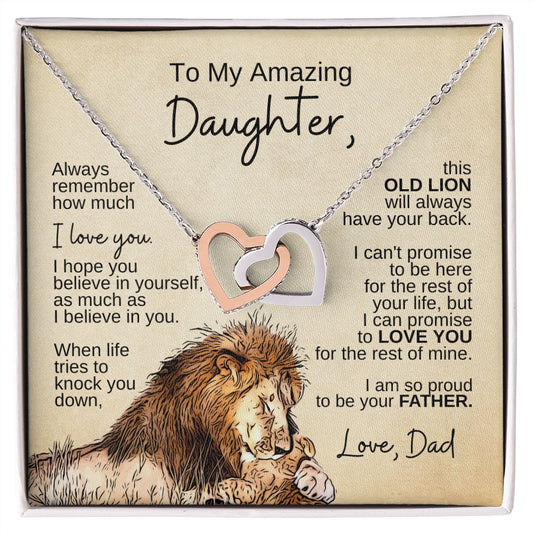 To My Daughter | Proud to be Your Father | Interlocking Hearts Necklace