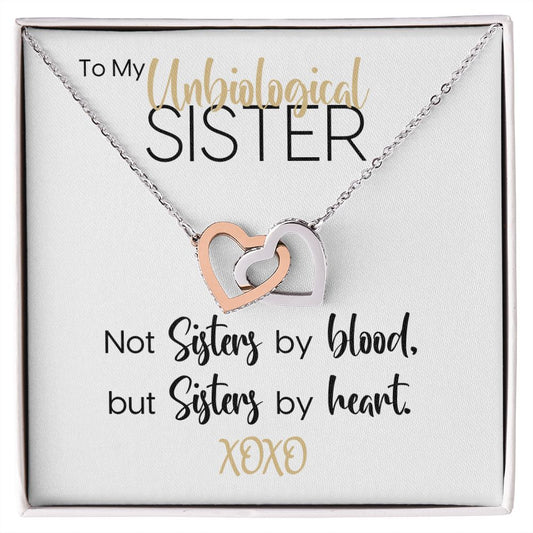 To My Unbiological Sister | Sisters By Heart | Interlocking Hearts Necklace