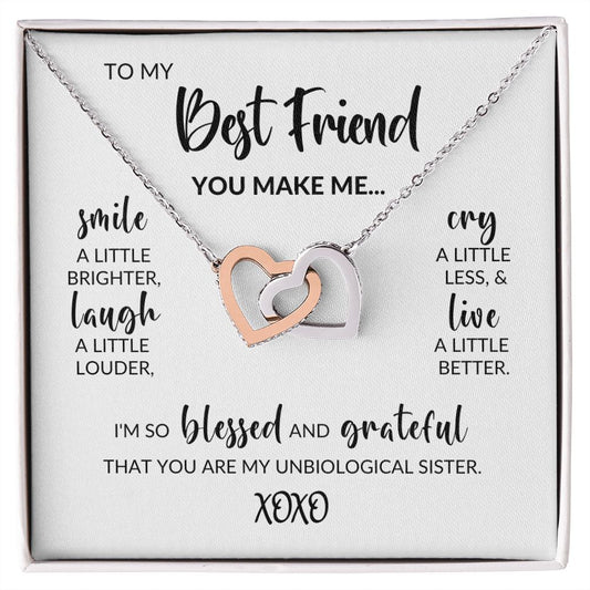 To My Best Friend | Blessed & Grateful | Interlocking Hearts Necklace