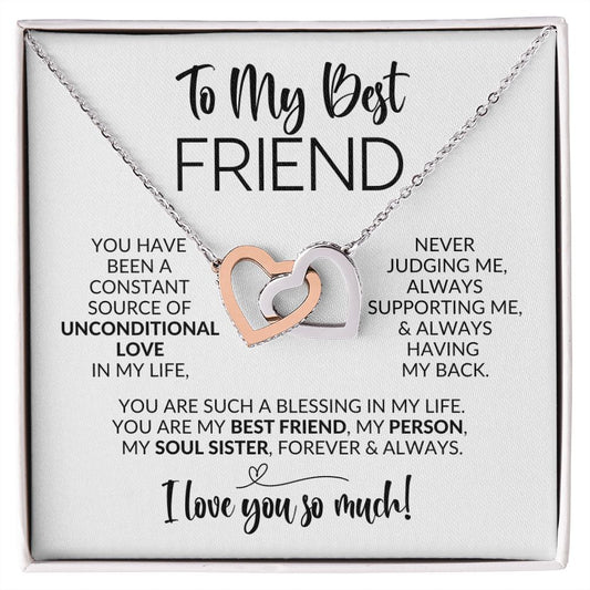 To My Best Friend | Constant Source of Unconditional Love | Interlocking Hearts Necklace