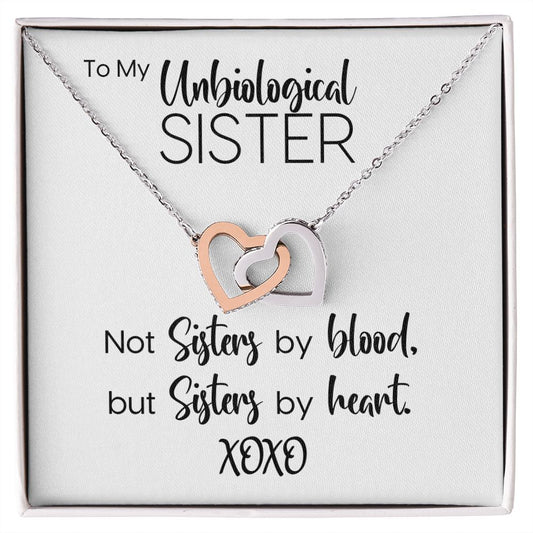 To My Unbiological Sister | Sisters By Heart | Interlocking Hearts Necklace