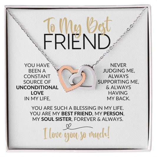 To My Best Friend | Constant Source of Unconditional Love | Interlocking Hearts Necklace