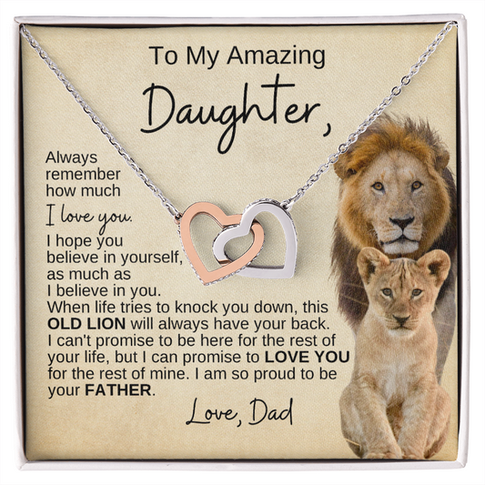 To My Daughter | Proud to be Your Father | Interlocking Hearts Necklace