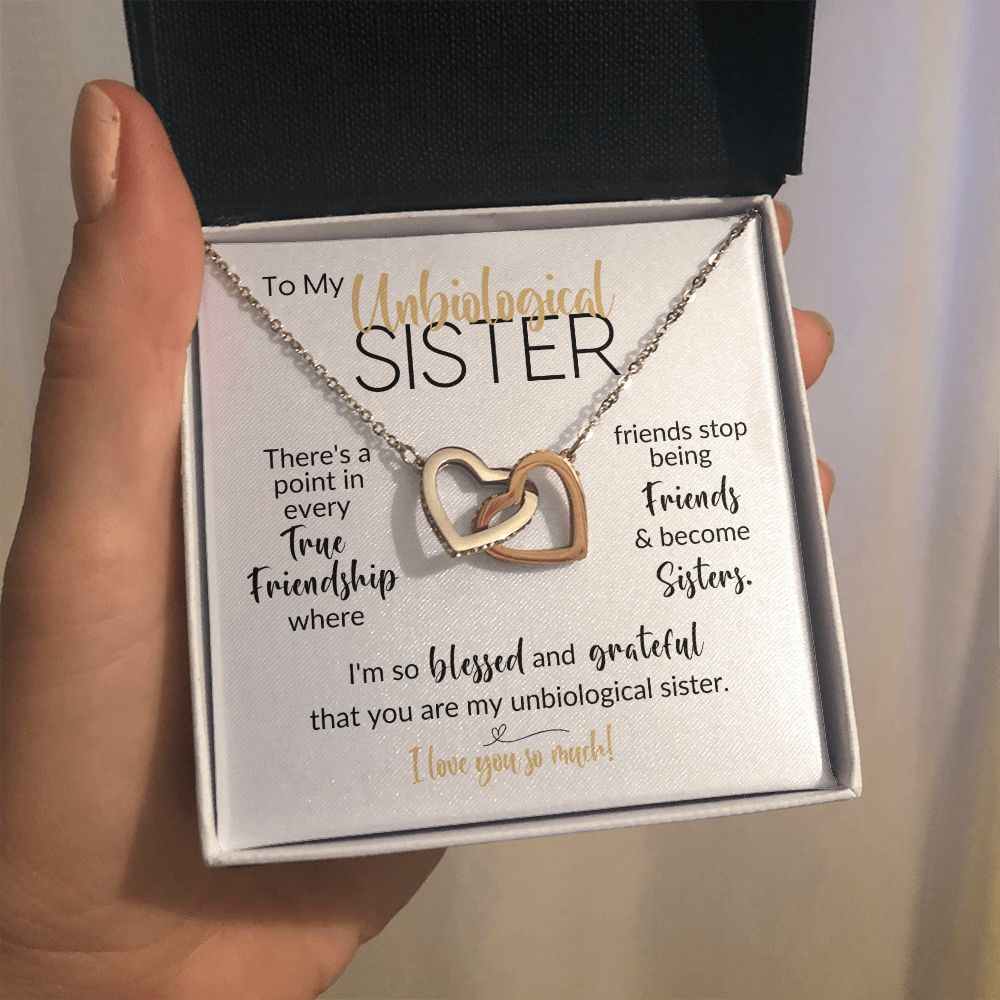 To My Unbiological Sister | Friends Become Sisters | Interlocking Hearts Necklace