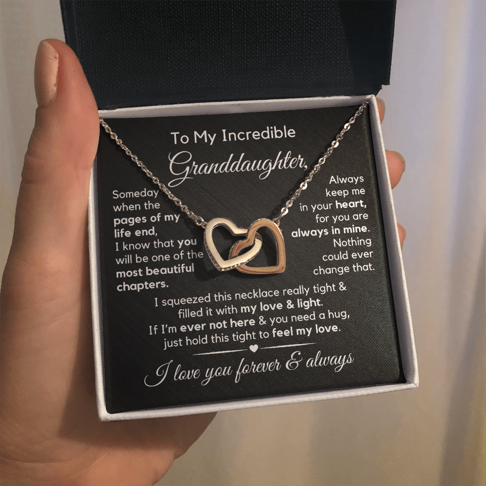 To My Granddaughter | Most Beautiful Chapter | Interlocking Hearts Necklace