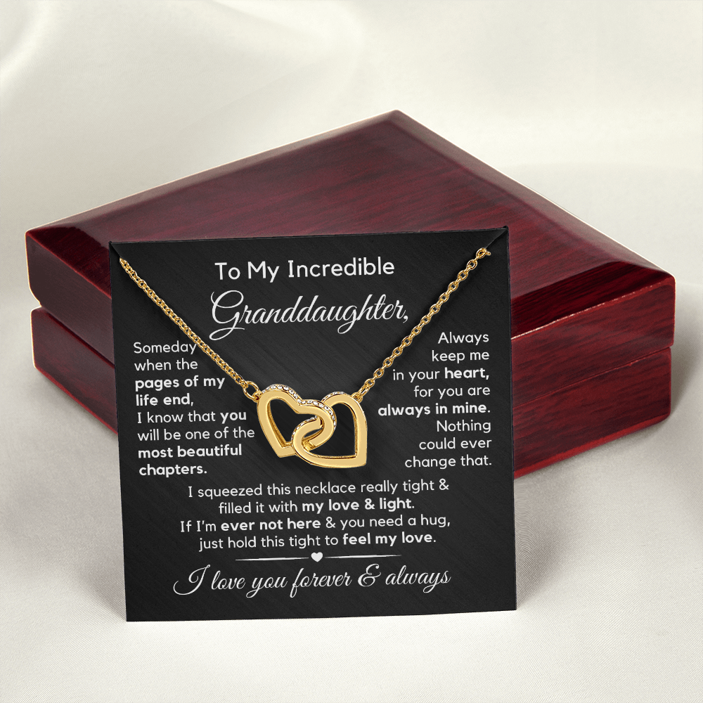 To My Granddaughter | Most Beautiful Chapter | Interlocking Hearts Necklace