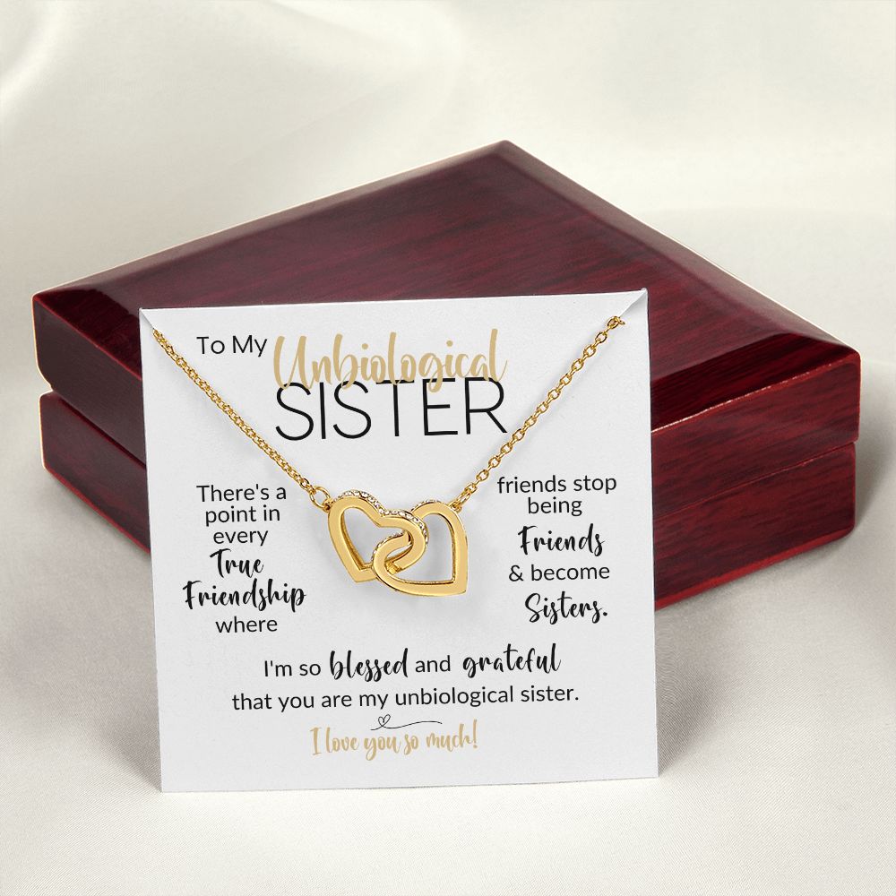 To My Unbiological Sister | Friends Become Sisters | Interlocking Hearts Necklace