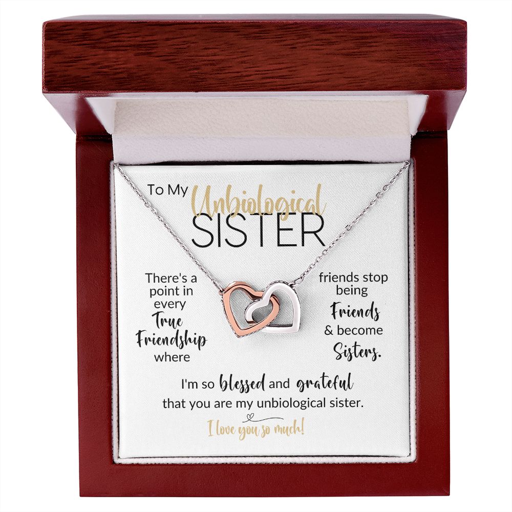 To My Unbiological Sister | Friends Become Sisters | Interlocking Hearts Necklace