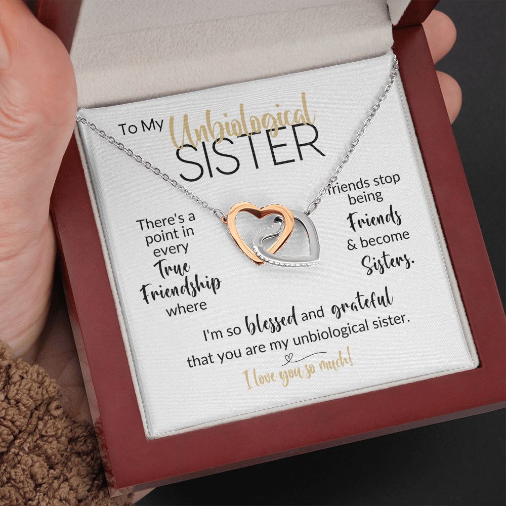 To My Unbiological Sister | Friends Become Sisters | Interlocking Hearts Necklace