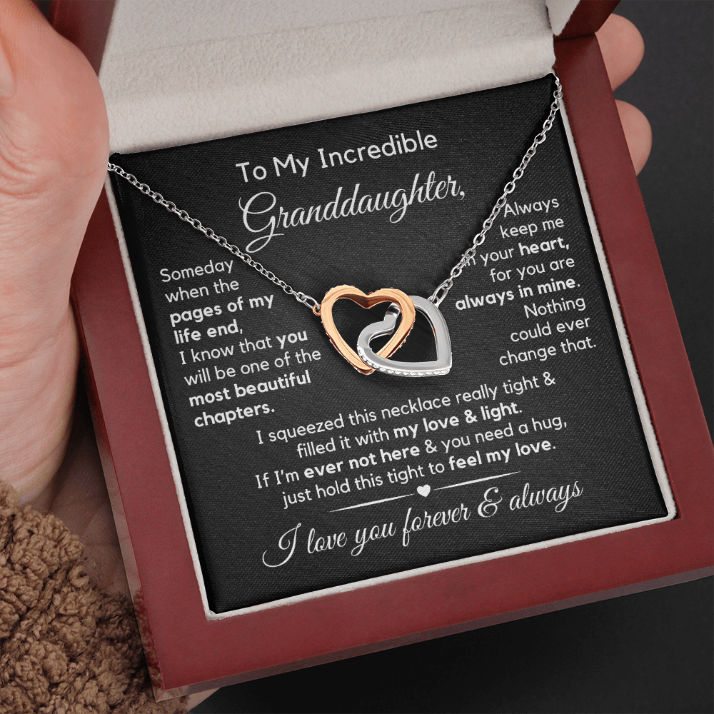 To My Granddaughter | Most Beautiful Chapter | Interlocking Hearts Necklace