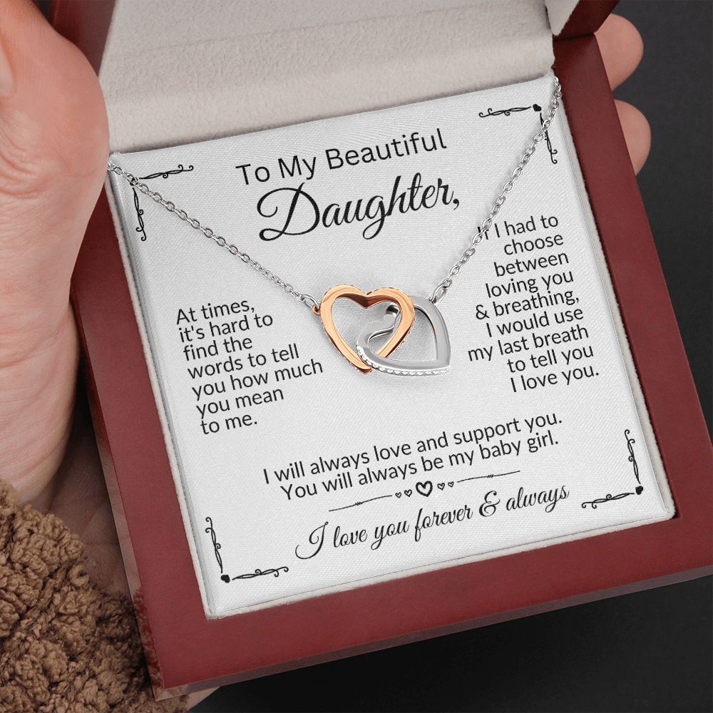 To My Daughter | Always Be My Baby Girl | Interlocking Hearts Necklace