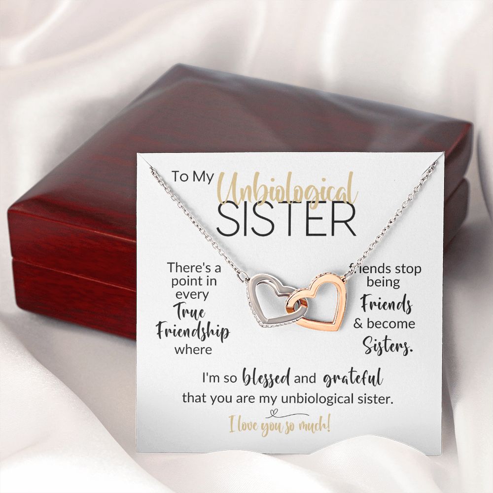 To My Unbiological Sister | Friends Become Sisters | Interlocking Hearts Necklace