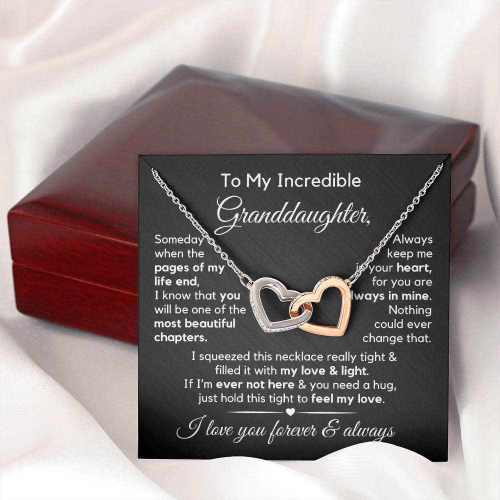 To My Granddaughter | Most Beautiful Chapter | Interlocking Hearts Necklace