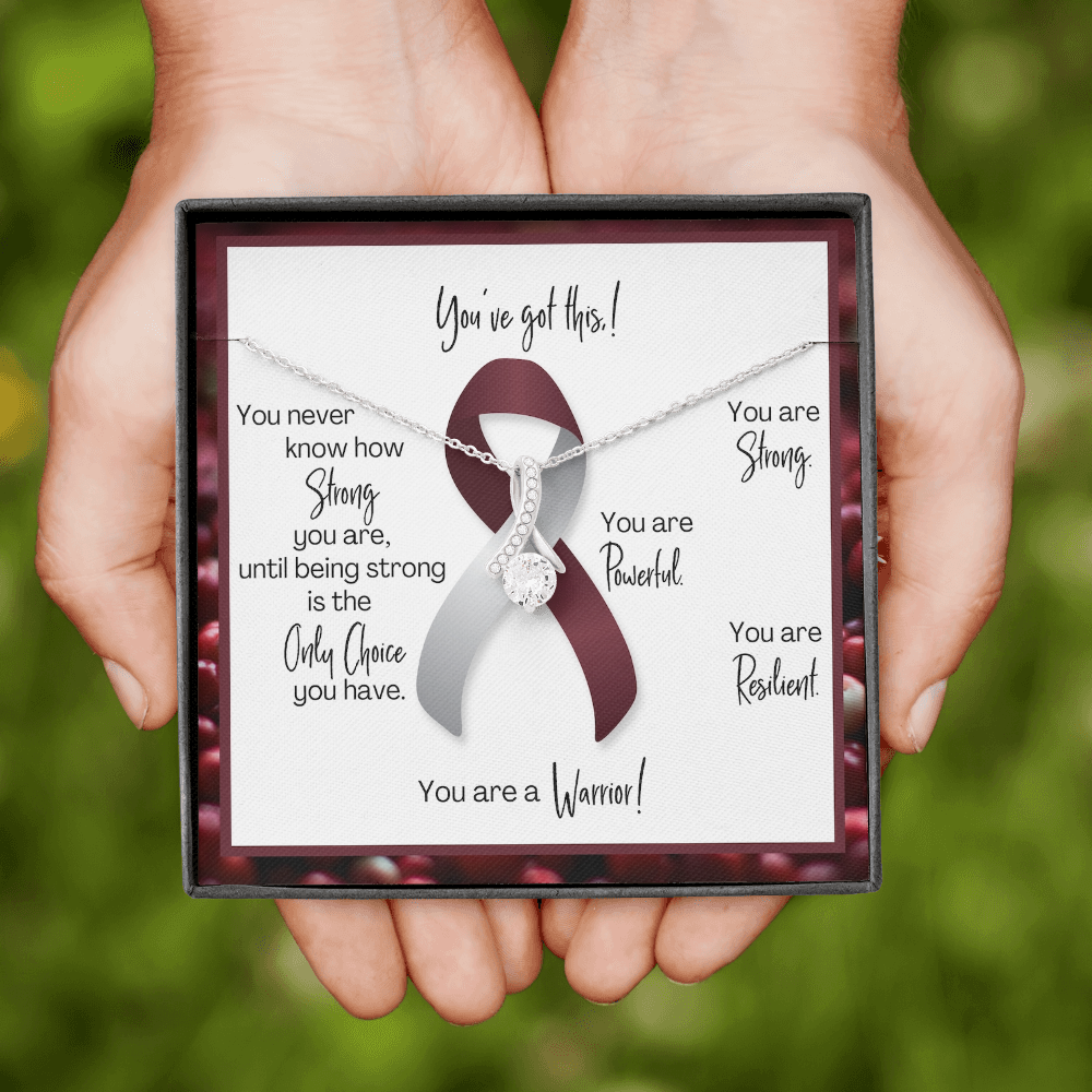 Head and Neck Cancer Warrior | Ribbon Necklace | Gift for Support, Fighter, Survivor