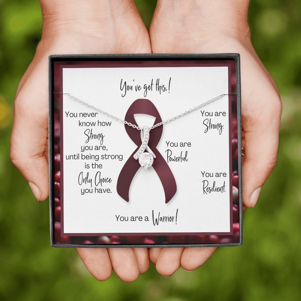 Multiple Myeloma Warrior | Ribbon Necklace | Gift for Blood Cancer Support, Fighter, Survivor