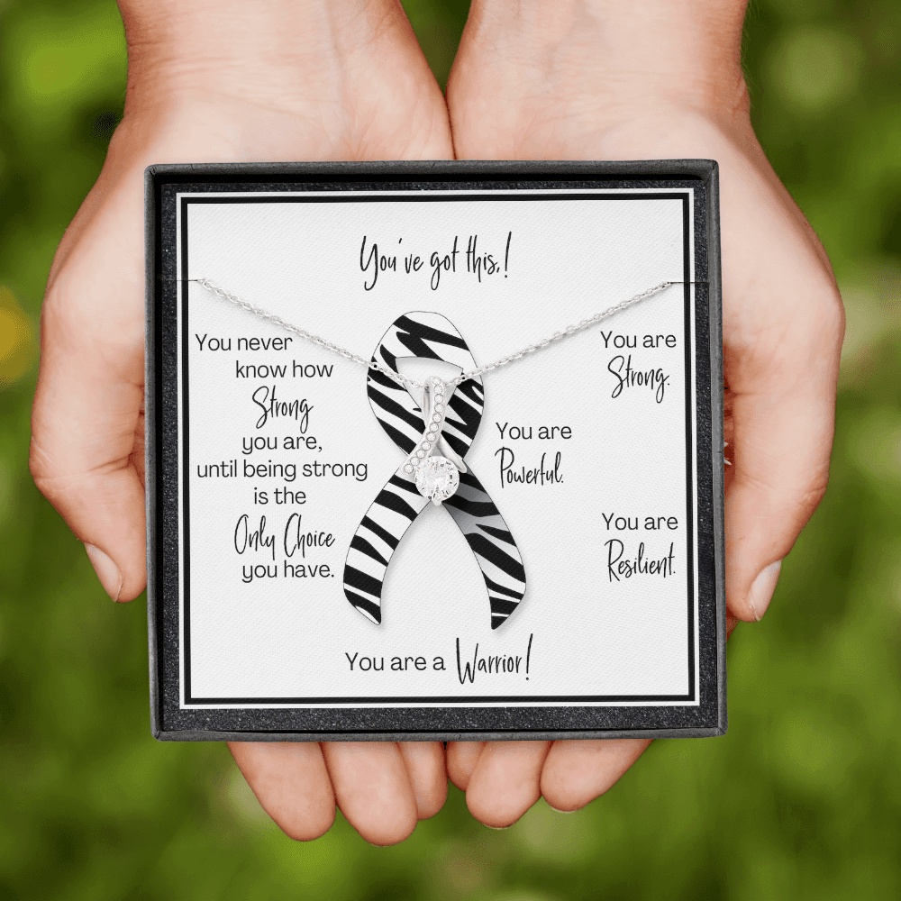 Carcinoid Cancer Warrior | Ribbon Necklace | Gift for Support, Survivor, Fighter