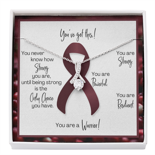 Multiple Myeloma Warrior | Ribbon Necklace | Gift for Blood Cancer Support, Fighter, Survivor