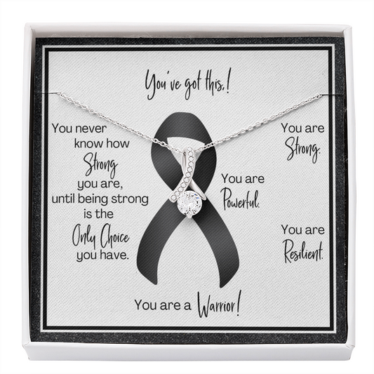 Skin Cancer Warrior | Ribbon Necklace | Gift for Melanoma Fighter, Survivor, Support