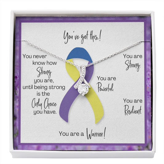 Bladder Cancer Warrior | Ribbon Necklace | Gift for Survivor, Fighter, Support