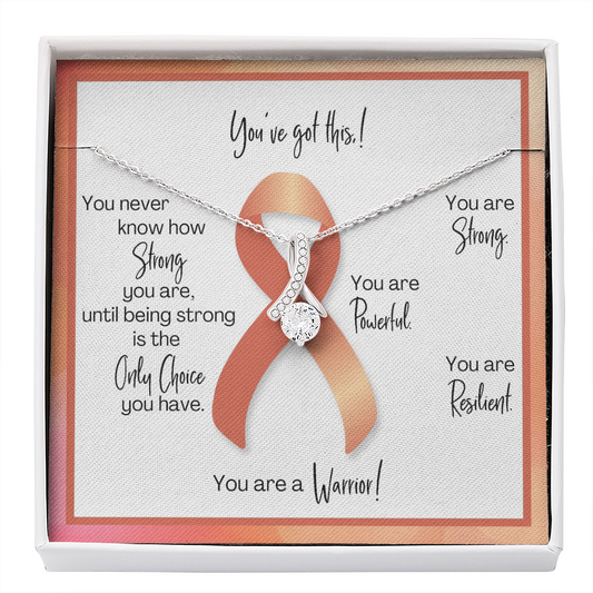 Uterine Cancer Warrior | Ribbon Necklace | Gift for Endometrial Cancer Support, Survivor, Fighter
