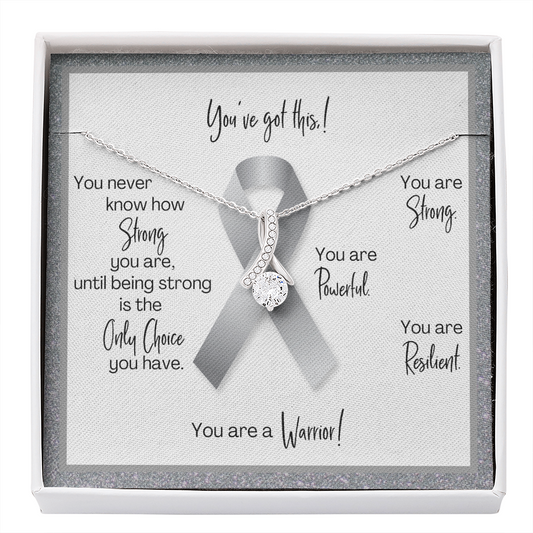 Brain Cancer Warrior | Ribbon Necklace | Gift for Survivor, Fighter, Support