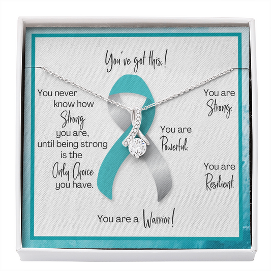 Cervical Cancer Warrior | Ribbon Necklace | Gift for Survivor, Fighter, Support