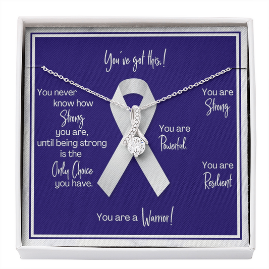 Lung Cancer Warrior | Ribbon Necklace | Gift for Survivor, Fighter, Support