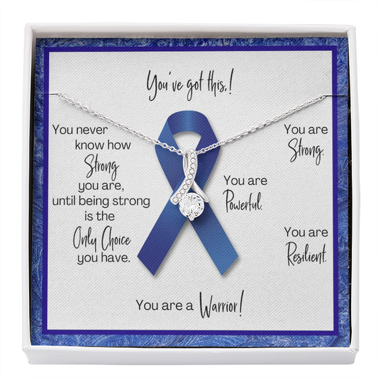 Colon Cancer Warrior | Ribbon Necklace | Gift for Survivor, Fighter, Support