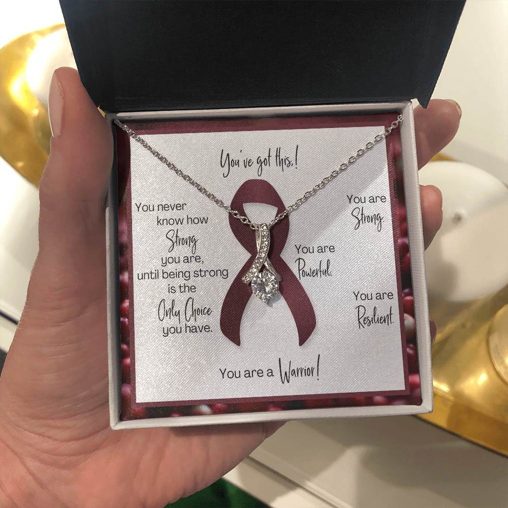 Multiple Myeloma Warrior | Ribbon Necklace | Gift for Blood Cancer Support, Fighter, Survivor