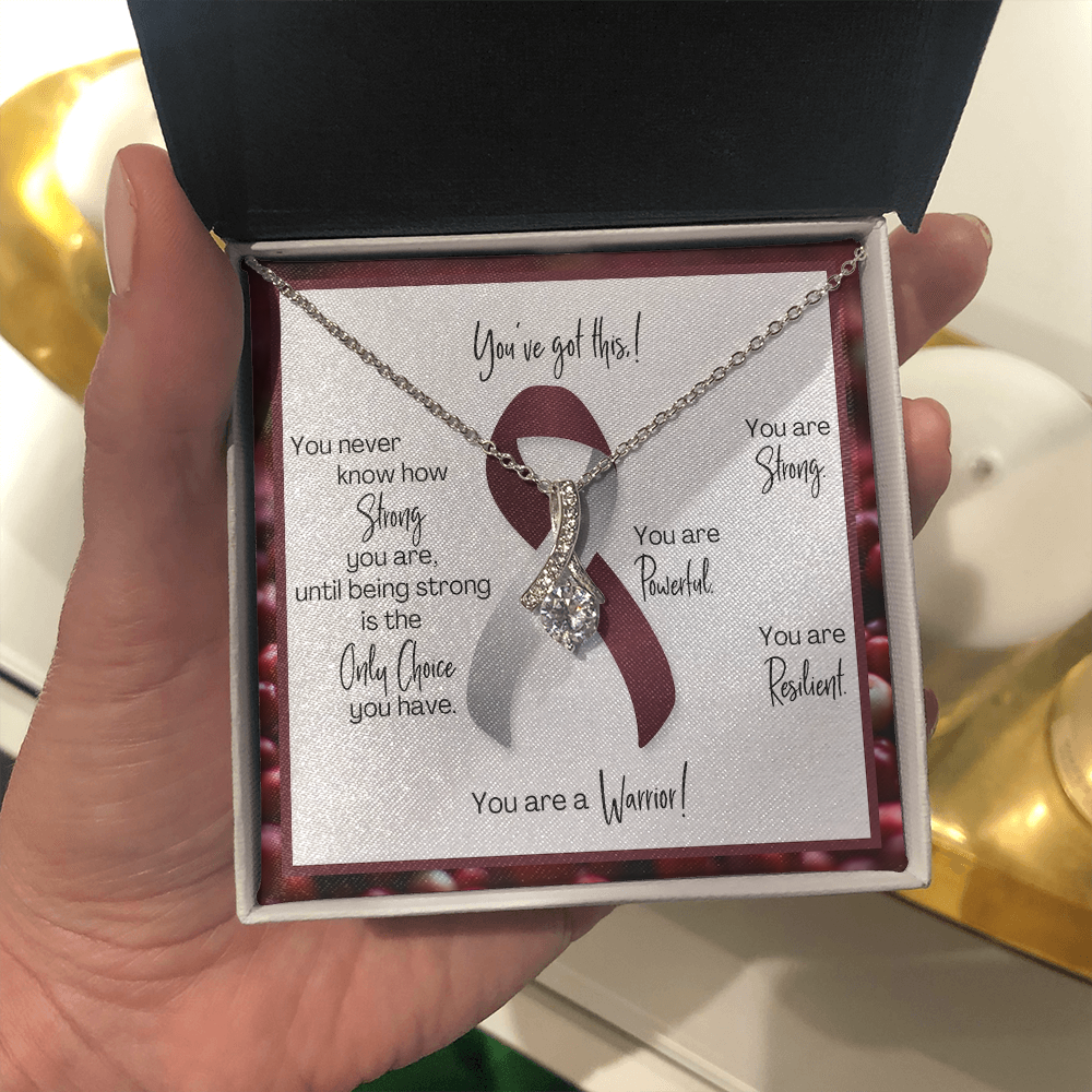 Head and Neck Cancer Warrior | Ribbon Necklace | Gift for Support, Fighter, Survivor