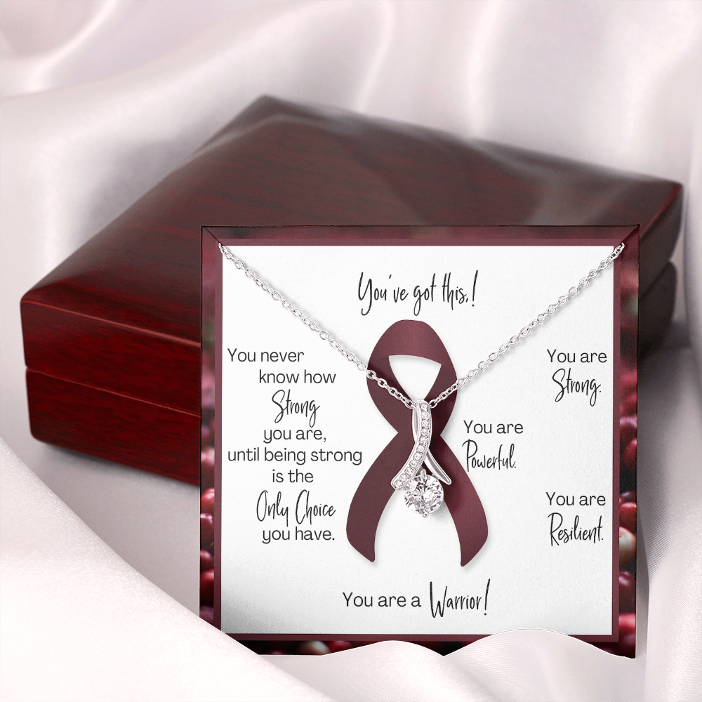 Multiple Myeloma Warrior | Ribbon Necklace | Gift for Blood Cancer Support, Fighter, Survivor