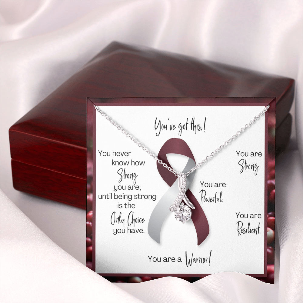 Head and Neck Cancer Warrior | Ribbon Necklace | Gift for Support, Fighter, Survivor