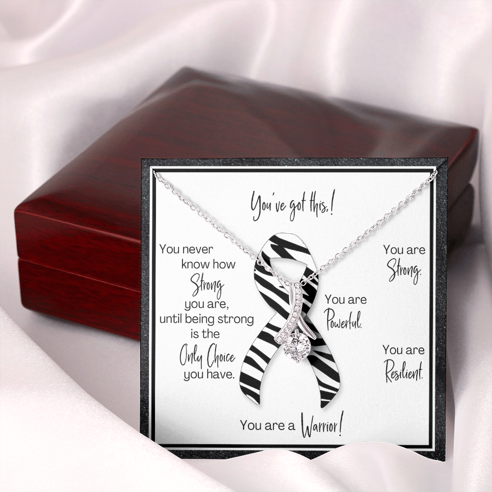 Carcinoid Cancer Warrior | Ribbon Necklace | Gift for Support, Survivor, Fighter