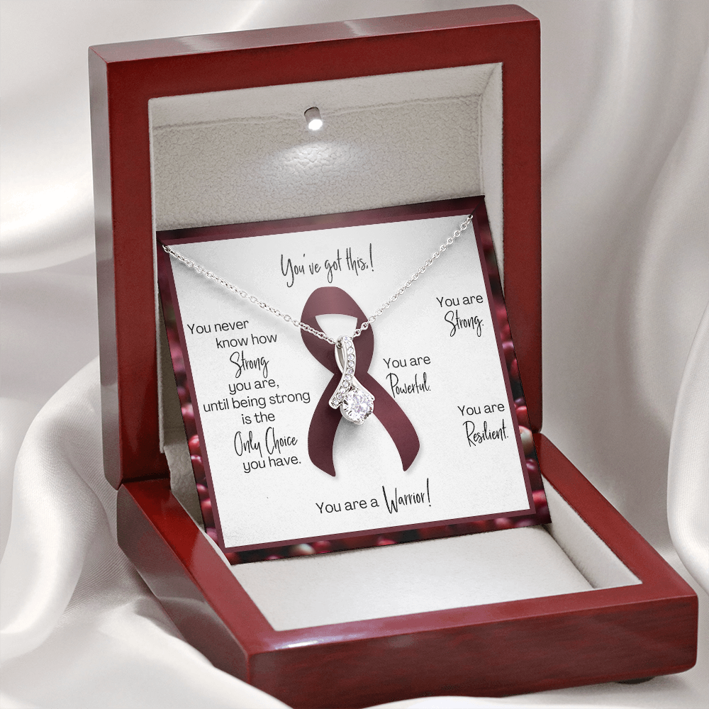 Multiple Myeloma Warrior | Ribbon Necklace | Gift for Blood Cancer Support, Fighter, Survivor