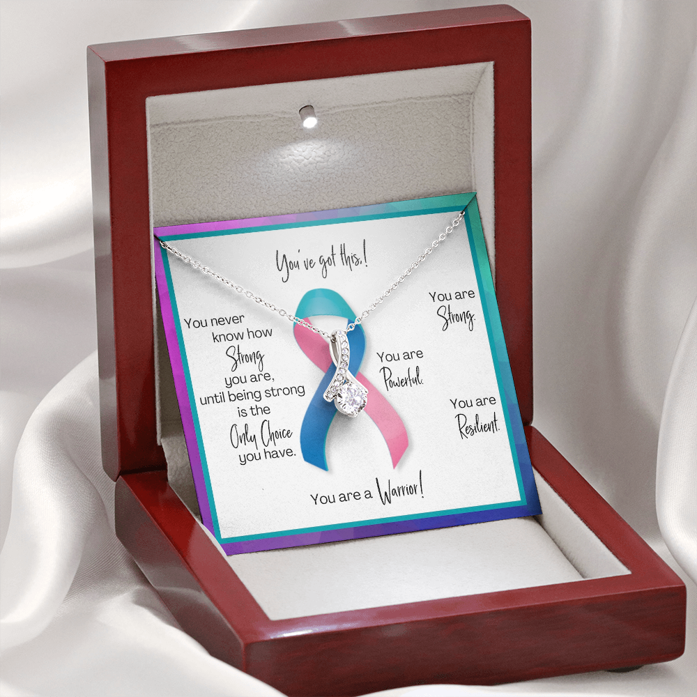 Thyroid Cancer Warrior | Ribbon Necklace | Gift for Survivor, Fighter, Support