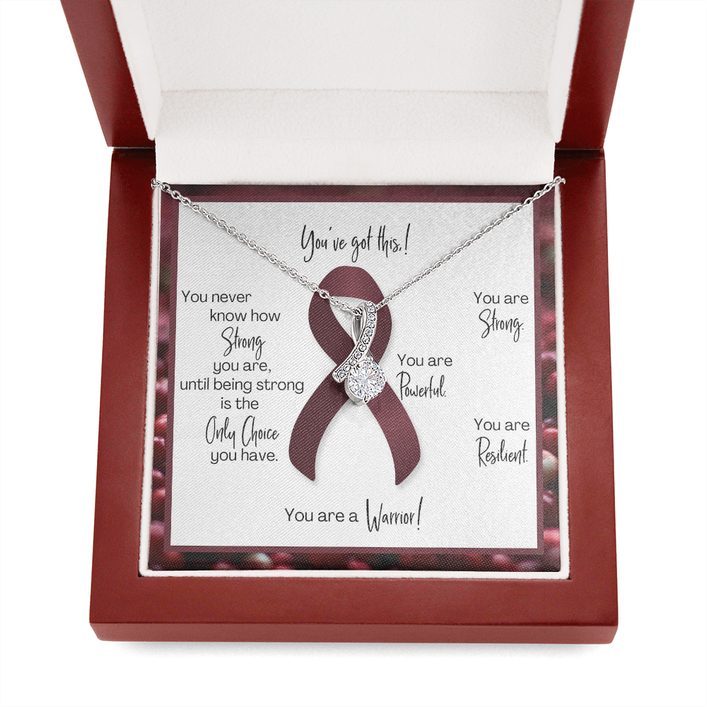 Multiple Myeloma Warrior | Ribbon Necklace | Gift for Blood Cancer Support, Fighter, Survivor